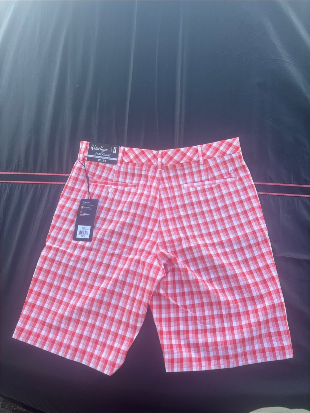 Walter Hagen plaid Tangerine Golf shorts NWT